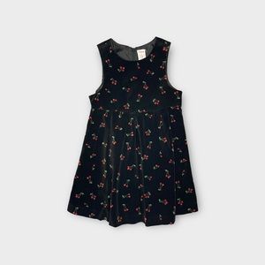 Gymboree Vintage 2002 Cherry Pattern Velour Sleeveless Black Dress